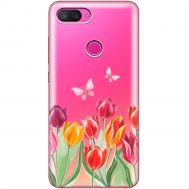 Чохол для Xiaomi Mi 8 Lite Mixcase квіти тюльпани з двома метеликами