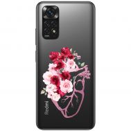 Чохол для Xiaomi Redmi Note 11 / 11s Mixcase квіти серце поросло квітами
