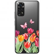 Чохол для Xiaomi Redmi Note 11 / 11s Mixcase квіти тюльпани з двома метеликами