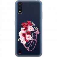 Чохол для Samsung Galaxy A01 (A015) Mixcase квіти серце поросло квітами
