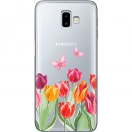 Чохол для Samsung Galaxy J6+ 2018 (J610) Mixcase квіти тюльпани з двома метеликами