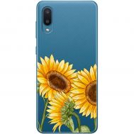 Чохол для Samsung Galaxy A02 (A022) Mixcase квіти три соняшники