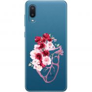 Чохол для Samsung Galaxy A02 (A022) Mixcase квіти серце поросло квітами