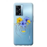 Чохол для Oppo A57s Mixcase патріотичний силует дівчини з квітами