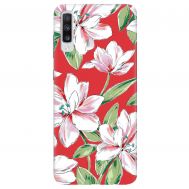 Чохол Samsung Galaxy A70 (A705) Mixcase Рожеві квіти червоний фон