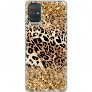 Чохол для Samsung Galaxy A71 (A715) MixCase Леопард у блискітках
