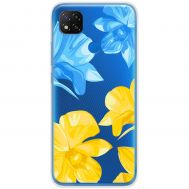 Чохол для Xiaomi Redmi 9C MixCase патріотичні синьо-жовті квіти