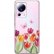 Чохол для Xiaomi 13 Lite Mixcase квіти тюльпани з двома метеликами