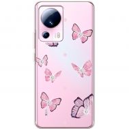 Чохол для Xiaomi 13 Lite Mixcase стрази рожеві метелики