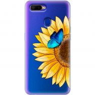 Чохол для Oppo A5s / A12 Mixcase квіти соняшник з блакитним метеликом