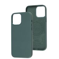 Чохол для iPhone 13 Pro Max Leather classic Full MagSafe pine green