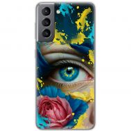Чохол для Samsung Galaxy S21 FE (G990) MixCase патріотичні Синє жіноче око