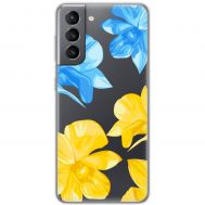 Чохол для Samsung Galaxy S21 FE (G990) MixCase патріотичні синьо-жовті квіти