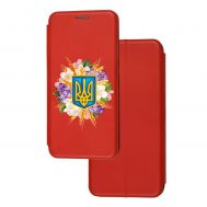 Чохол-книжка Samsung Galaxy A02S (A025) з малюнком червона Герб у квітах