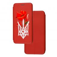 Чохол-книжка Samsung Galaxy A02S (A025) з малюнком червона Тризуб з квіткою маку