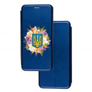 Чохол-книжка Samsung Galaxy A02S (A025) з малюнком синій Герб у квітах