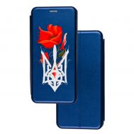 Чохол-книжка Samsung Galaxy A02S (A025) з малюнком синій Тризуб з квіткою маку