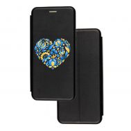 Чохол-книжка Samsung A03 Core (A032) з малюнком чорний серце з візерунком квітів