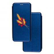 Чохол-книжка Samsung Galaxy A03s (A037) з малюнком синій колоски пшениці візерунок