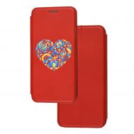Чохол-книжка Samsung Galaxy A10 (A105) з малюнком червона серце з візерунком квітів