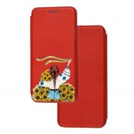 Чохол-книжка Samsung Galaxy A02 (A022) з малюнком червона Українка із соняшниками