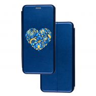 Чохол-книжка Samsung Galaxy A02 (A022) з малюнком синій серце з візерунком квітів