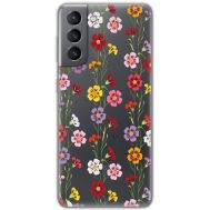 Чохол для Samsung Galaxy S21 FE (G990) Mixcase квіти патерн квіткових ліан