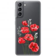 Чохол для Samsung Galaxy S21 FE (G990) Mixcase квіти маки в польових травах
