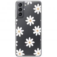 Чохол для Samsung Galaxy S21 FE (G990) Mixcase квіти патерн ромашок