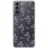 Чохол для Samsung Galaxy S21 FE (G990) Mixcase квіти патерн гілки з градієнтом