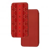 Чохол-книжка Xiaomi Redmi 7 з малюнком червона вишивка