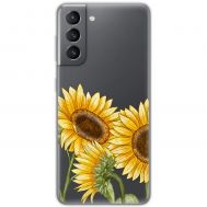 Чохол для Samsung Galaxy S21 FE (G990) Mixcase квіти три соняшники