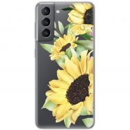 Чохол для Samsung Galaxy S21 FE (G990) Mixcase квіти великі соняшники