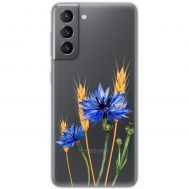 Чохол для Samsung Galaxy S21 FE (G990) Mixcase квіти волошки в колосках