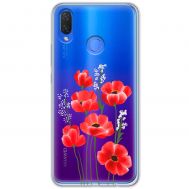 Чохол для Huawei P Smart Plus Mixcase квіти маки в польових травах