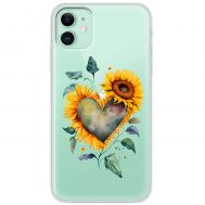 Чохол для iPhone 11 MixCase осінь соняшник з серцем