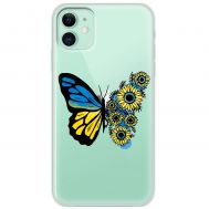 Чохол для iPhone 11 MixCase патріотичні жовто-синій метелик