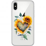 Чохол для iPhone X / Xs MixCase осінь соняшник з серцем