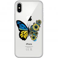 Чохол для iPhone X / Xs MixCase патріотичні жовто-синій метелик