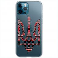Чохол для iPhone 12 Pro MixCase патріотичні тризуб з червоно-чорним орнаментом