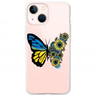 Чохол для iPhone 13 mini MixCase патріотичні жовто-синій метелик