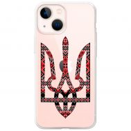 Чохол для iPhone 13 mini MixCase патріотичні тризуб з червоно-чорним орнаментом