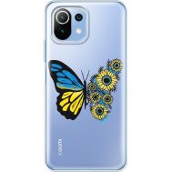 Чохол для Xiaomi Mi 11 Lite MixCase патріотичні жовто-синій метелик