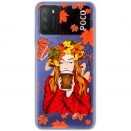 Чохол для Xiaomi Poco M3 MixCase осінь дівчина з віночком