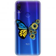 Чохол для Xiaomi Redmi Note 7 MixCase патріотичні жовто-синій метелик