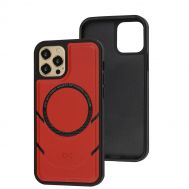 Чохол для iPhone 12/12 Pro MagSafe eco-leather + MagSafe popSocket red