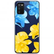 Чохол для Samsung Galaxy A03s (A037) MixCase патріотичні синьо-жовті квіти