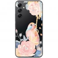 Чохол для Samsung Galaxy A34 (A346) Mixcase зі стразами пташка з квітами