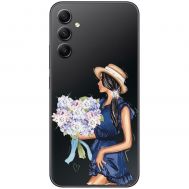 Чохол для Samsung Galaxy A14 Mixcase зі стразами дівчина з квітами в сукні