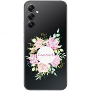 Чохол для Samsung Galaxy A14 Mixcase зі стразами квіти по колу
